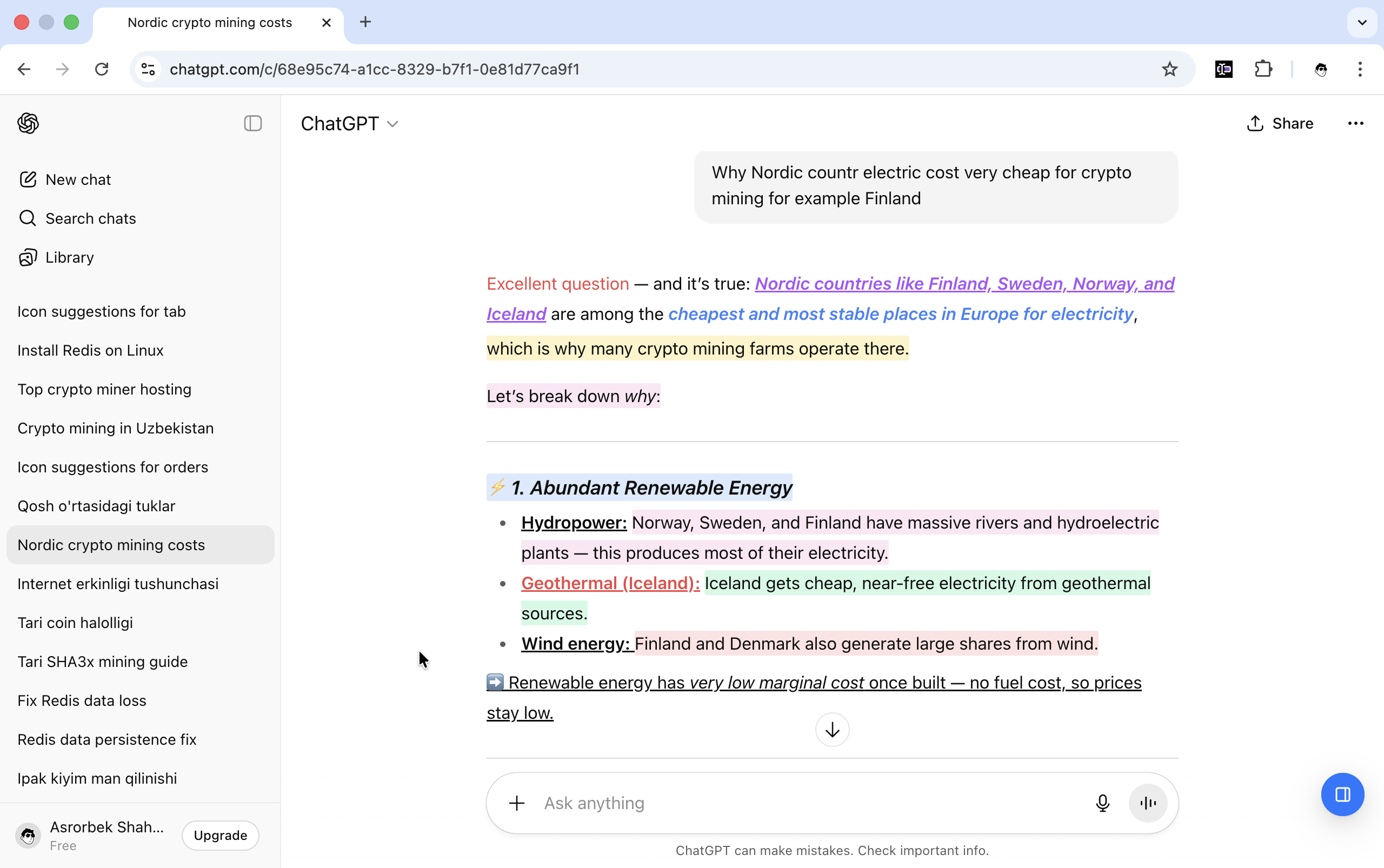 Chrome extension screenshot showing highlighted text